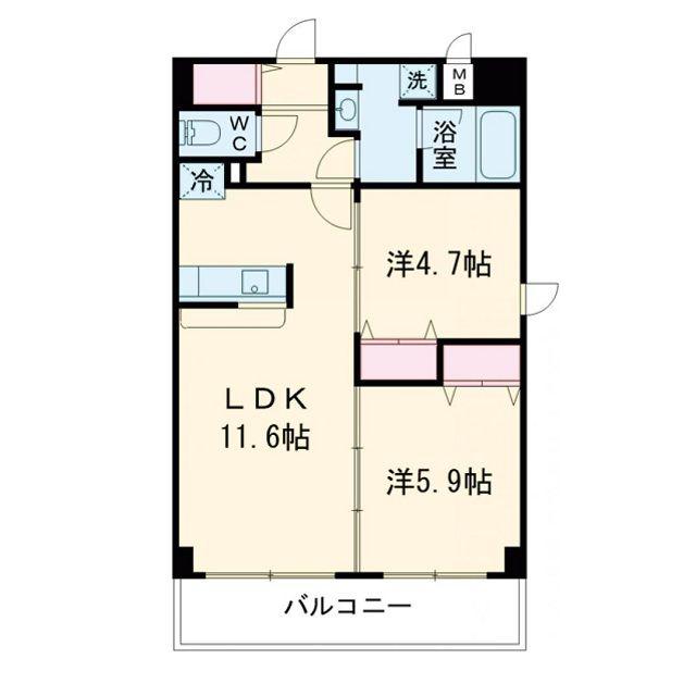 レジデンシア都島アイラ(2LDK/3階)の間取り写真