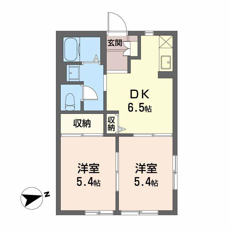 リバティ駿河台A(2DK/2階)の間取り写真