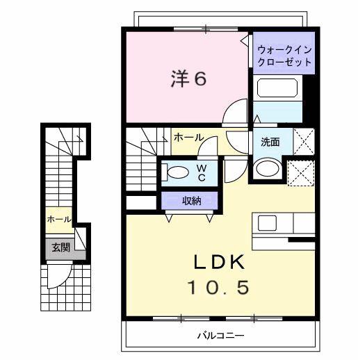 ハイムコンフォートB(1LDK/2階)の間取り写真