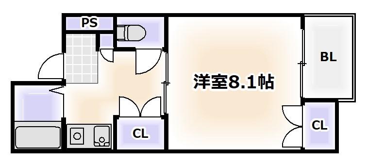 メロディーハイム美章園(1K/6階)の間取り写真