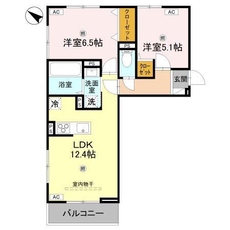 D-REGALO下馬S(2LDK/2階)の間取り写真