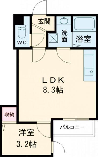WISTERIA折尾(1LDK/1階)の間取り写真