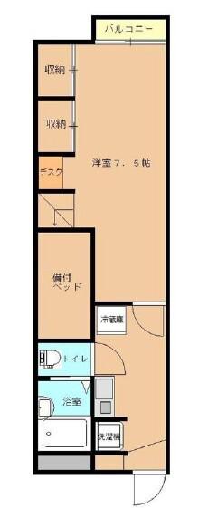 アルフヘイム(1K/2階)の間取り写真