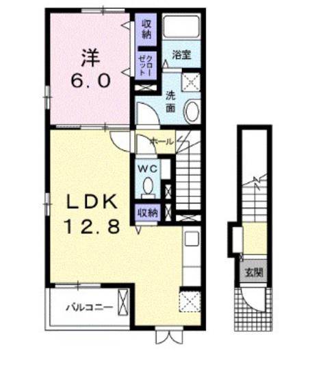 サウスエイト III(1LDK/2階)の間取り写真