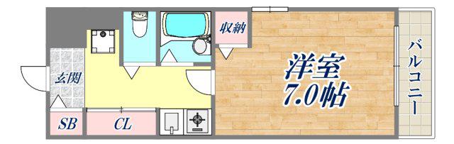 エビス西宮(1K/7階)の間取り写真