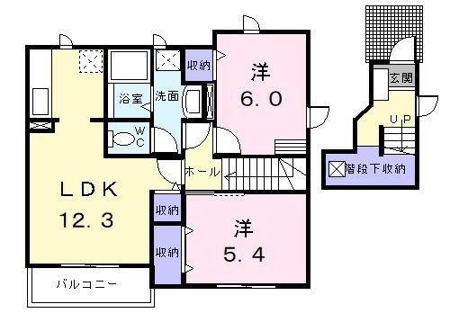 ヴィラ セレーナB(2LDK/2階)の間取り写真