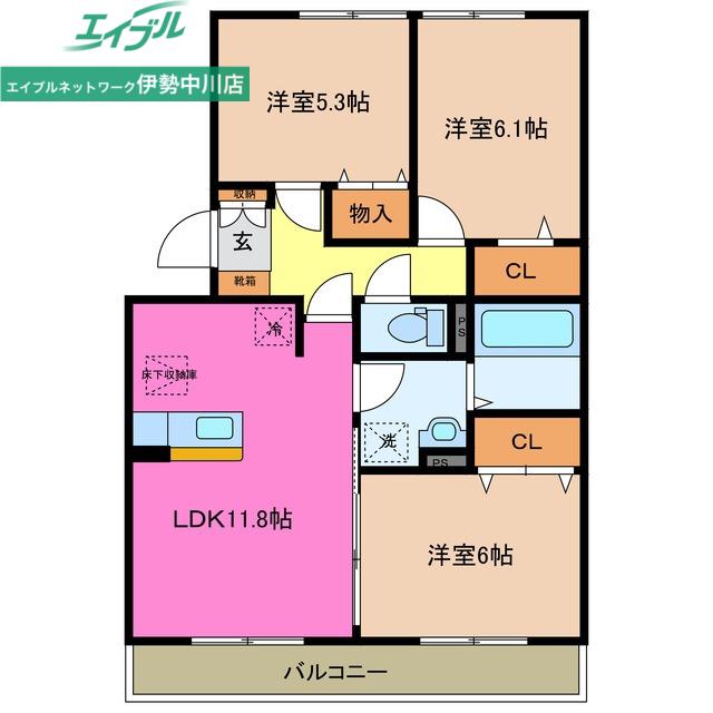 グランドマーニ A棟(3LDK/1階)の間取り写真