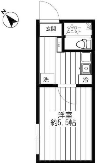 GLASSY横浜(1K/1階)の間取り写真