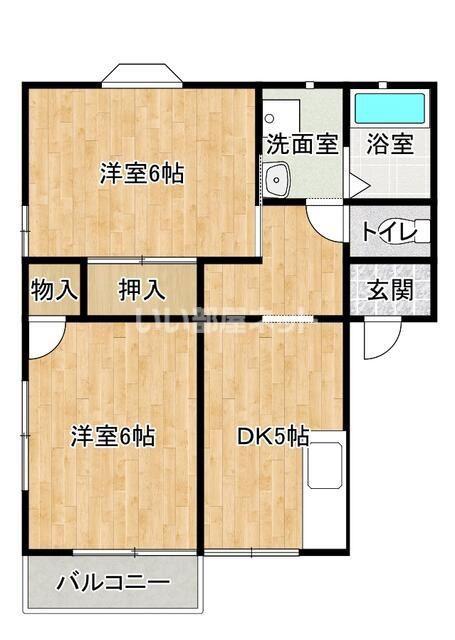 ツインハイツA(2DK/2階)の間取り写真