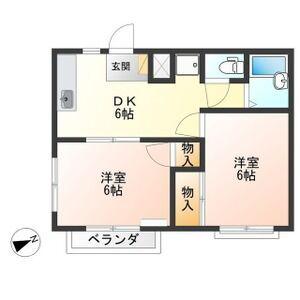 コーポ藤(2DK/1階)の間取り写真