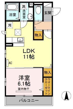 ヴェール・ヴィラ(1LDK/1階)の間取り写真