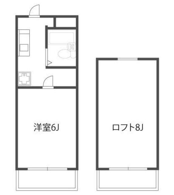 向ノ岡マンション(1K/2階)の間取り写真