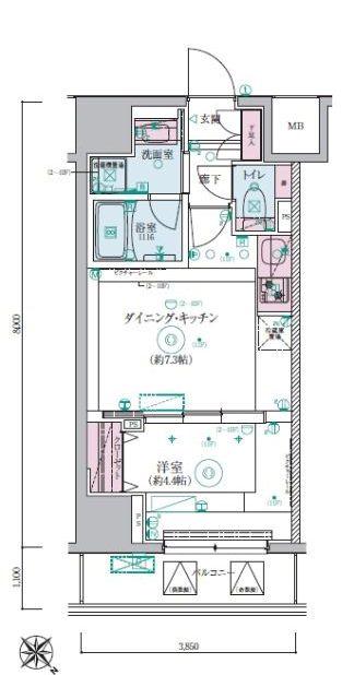 リヴシティ横濱関内弐番館(1DK/11階)の間取り写真
