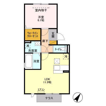 シャトレー明神(1LDK/2階)の間取り写真