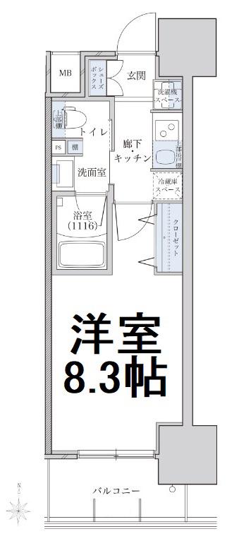 パークアクシス名古屋山王(1K/9階)の間取り写真