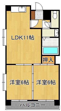 アスティー別院(2LDK/5階)の間取り写真