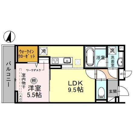ONARIGOTENーD(1LDK/1階)の間取り写真