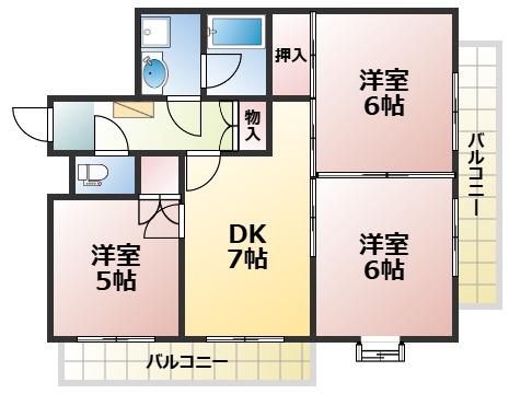 山八第二ビル(3DK/3階)の間取り写真