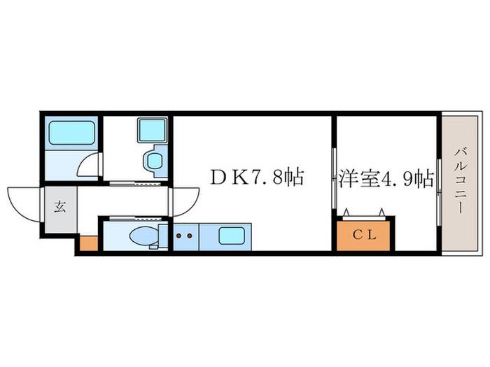 リアン桂ウエスト(1DK/2階)の間取り写真