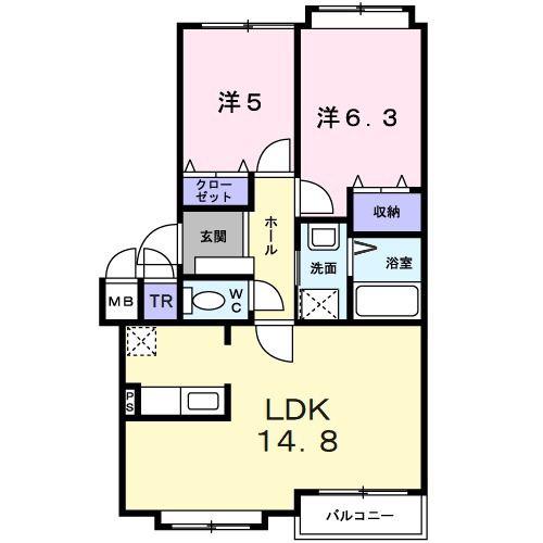 フロンティア77II(2LDK/2階)の間取り写真