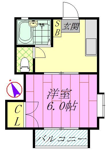 ハイムエストI(1K/2階)の間取り写真