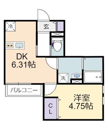 スカイブルー幸手(1DK/2階)の間取り写真