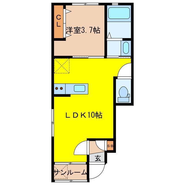 ロイヤルヒルズ(1LDK/1階)の間取り写真