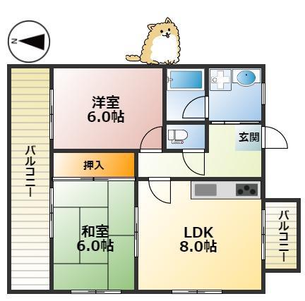 東灘プレイス(2LDK/3階)の間取り写真