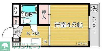 ハイツ南浦和(1K/3階)の間取り写真