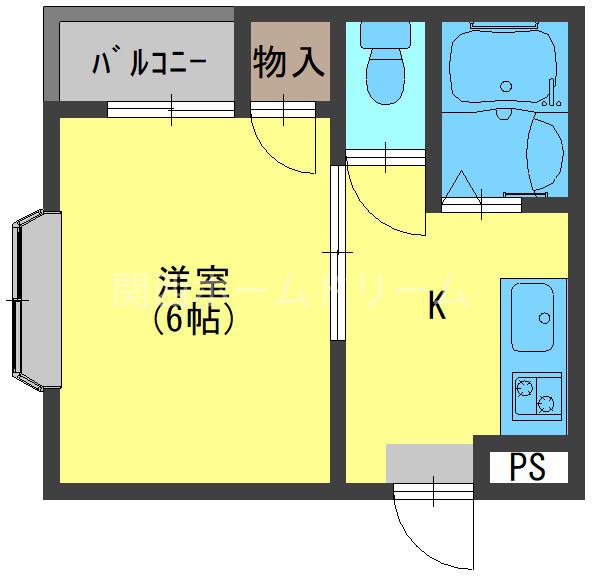 グランビア(1K/4階)の間取り写真