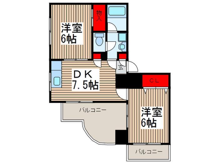 エスポワール並木(2DK/4階)の間取り写真