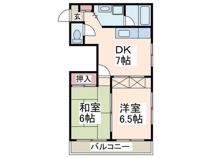 グランピエ多摩(2DK/3階)の間取り写真