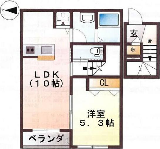 ヒルサイド見附町(1LDK/2階)の間取り写真