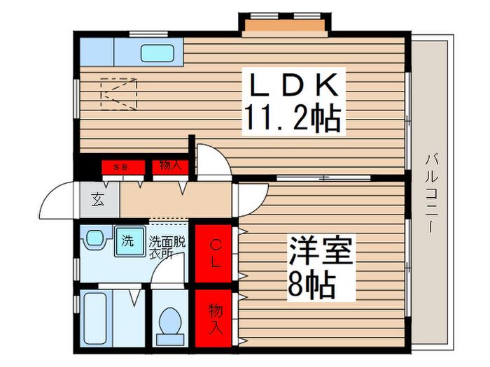 ラ・メゾン・ド・エル(1LDK/1階)の間取り写真