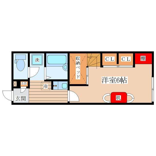 パークハイムV(1K/2階)の間取り写真