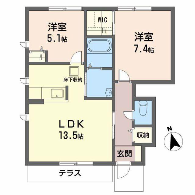 MAST COURT秋葉MASTII(2LDK/1階)の間取り写真