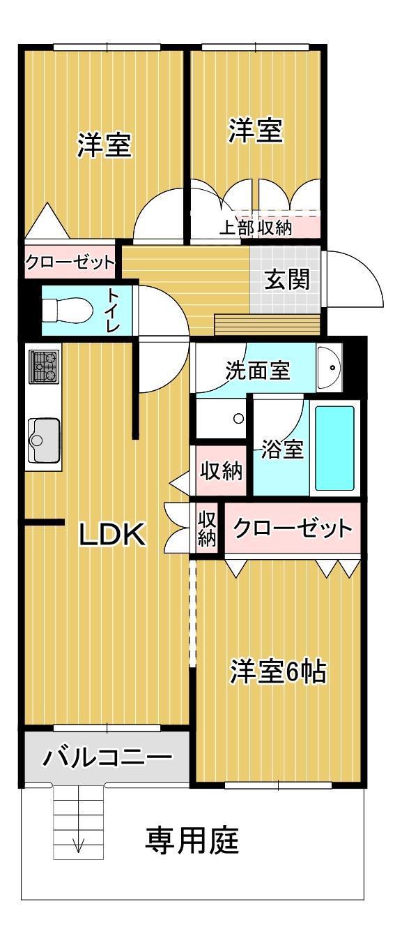 コスモ袖ヶ浦(3LDK/1階)の間取り写真