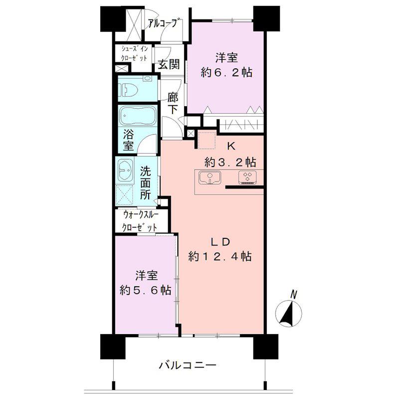 アーバンプレイス神道寺(2LDK/3階)の間取り写真