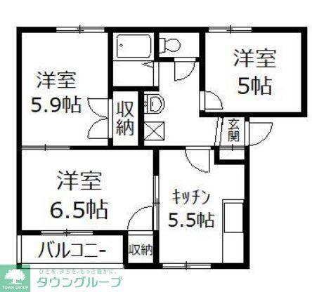 上尾パークハイツ東町A(3K/1階)の間取り写真