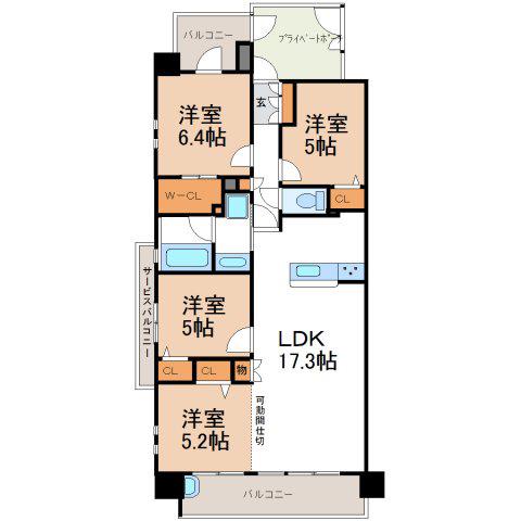 ダイアパレス三河安城(4LDK/3階)の間取り写真