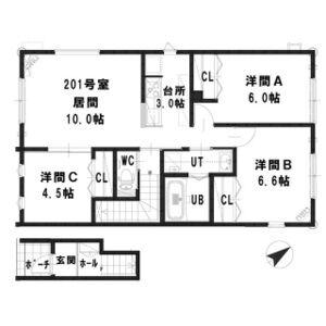 CASA DUETTO豊平(3LDK/2階)の間取り写真
