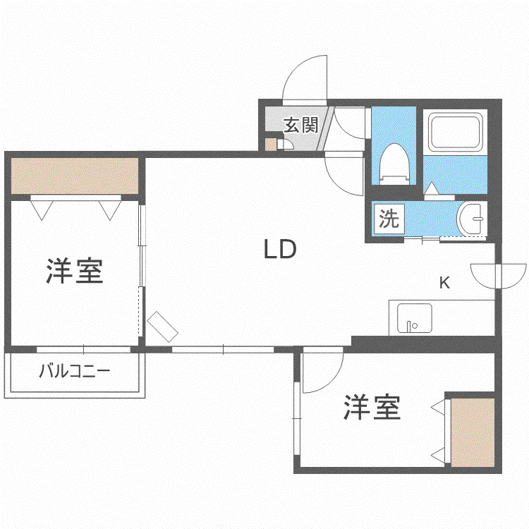 ヴィラNK1(2LDK/3階)の間取り写真
