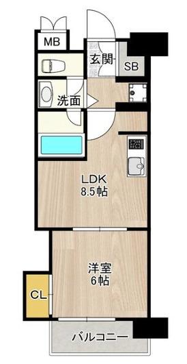 CITY SPIRE桜川II(1LDK/4階)の間取り写真