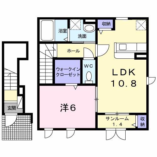 カルム メゾン(1LDK/2階)の間取り写真
