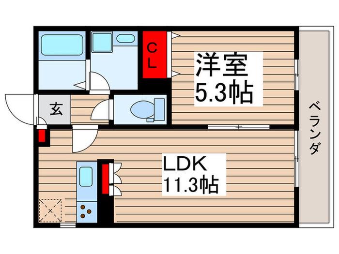 プレミール新検見川(1LDK/2階)の間取り写真