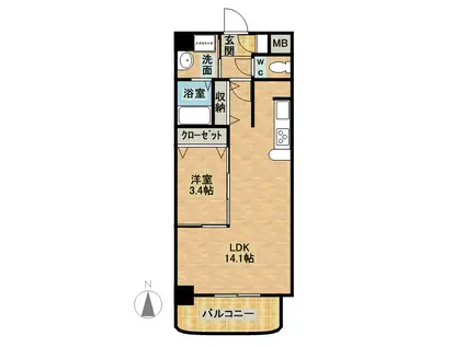 エルシャトー(1LDK/4階)の間取り写真