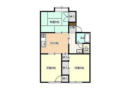 飯野ハイツ(3DK/1階)の間取り写真