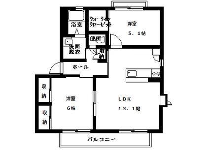 グランシードK B(2LDK/1階)の間取り写真