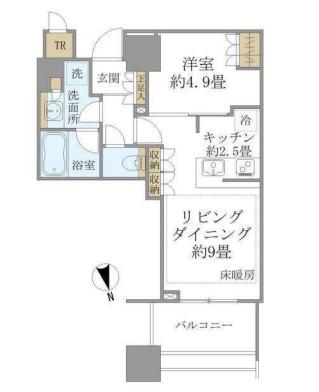 白金ザ・スカイ イースト(1LDK/17階)の間取り写真