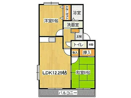 メゾン・ド・ミレニアムD(2LDK/2階)の間取り写真